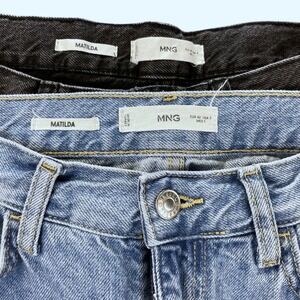 MNG Mango Matilda Jeans Straight Leg Women's 8 Blue Light Wash Raw Hem Lot of 2